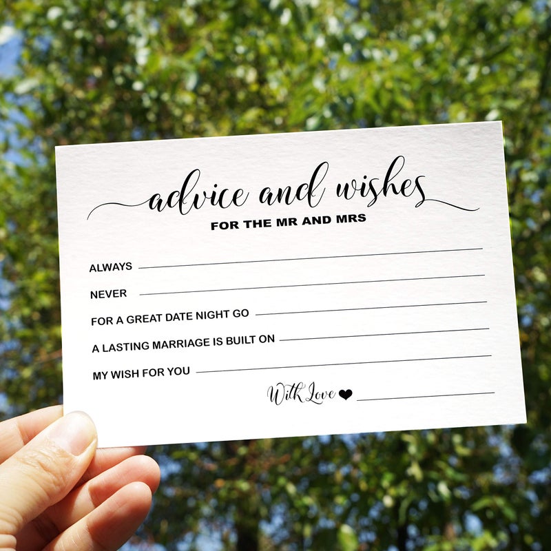 RXBC2011 Wedding advice and well wishes Cards for the Mr and Mrs Bride and Groom Newlyweds Bridal Shower Games Note Marriage Advice Pack of 50 - Image 2